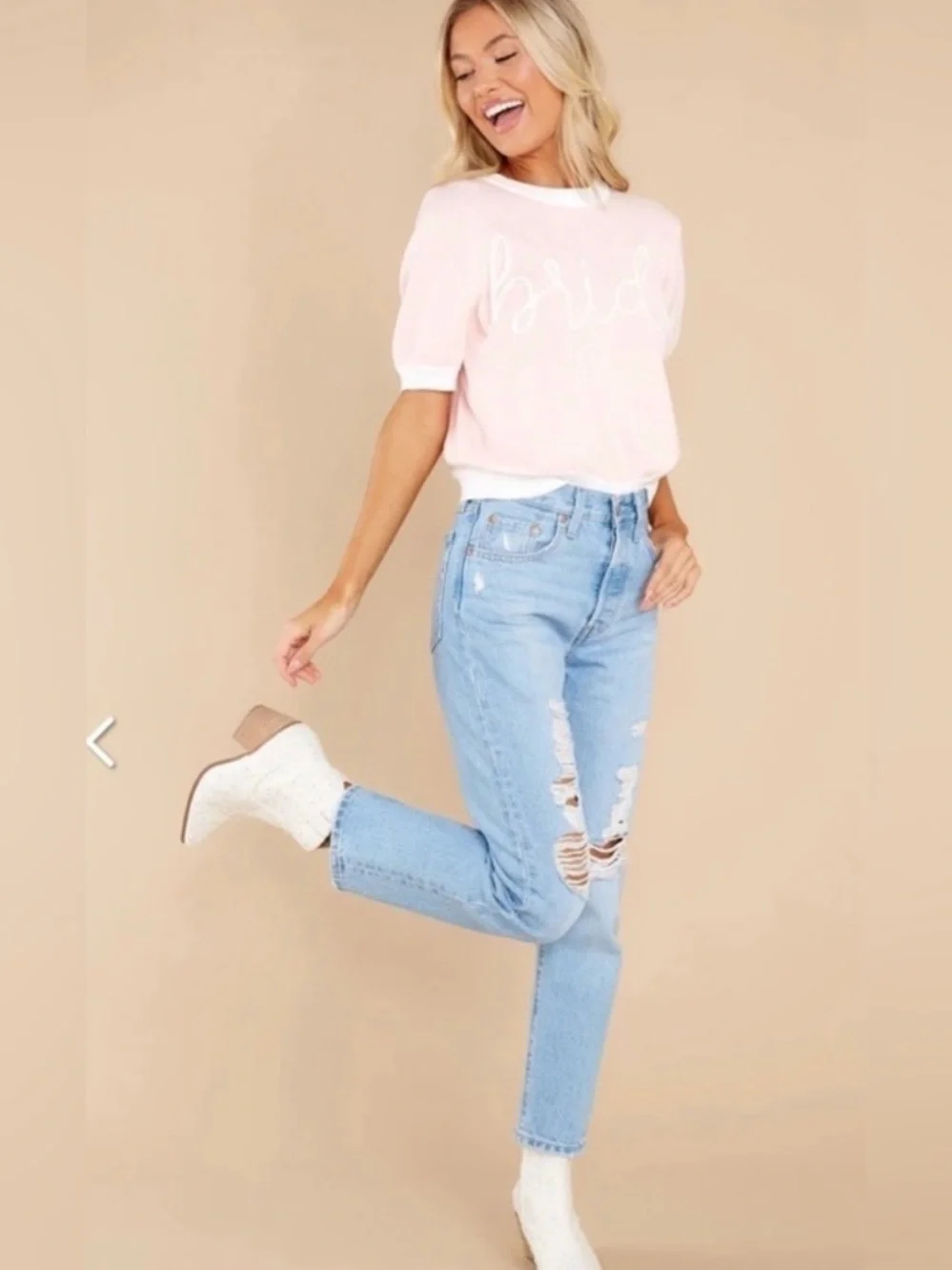 QUEEN OF SPARKLES • Bride print Pink Short Sleeve Knit Top - Small